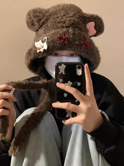 Fluffy Bear Hat Dog / Ear Bow