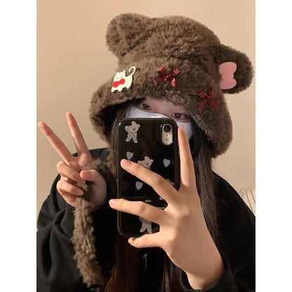Fluffy Bear Hat Dog / Ear Bow