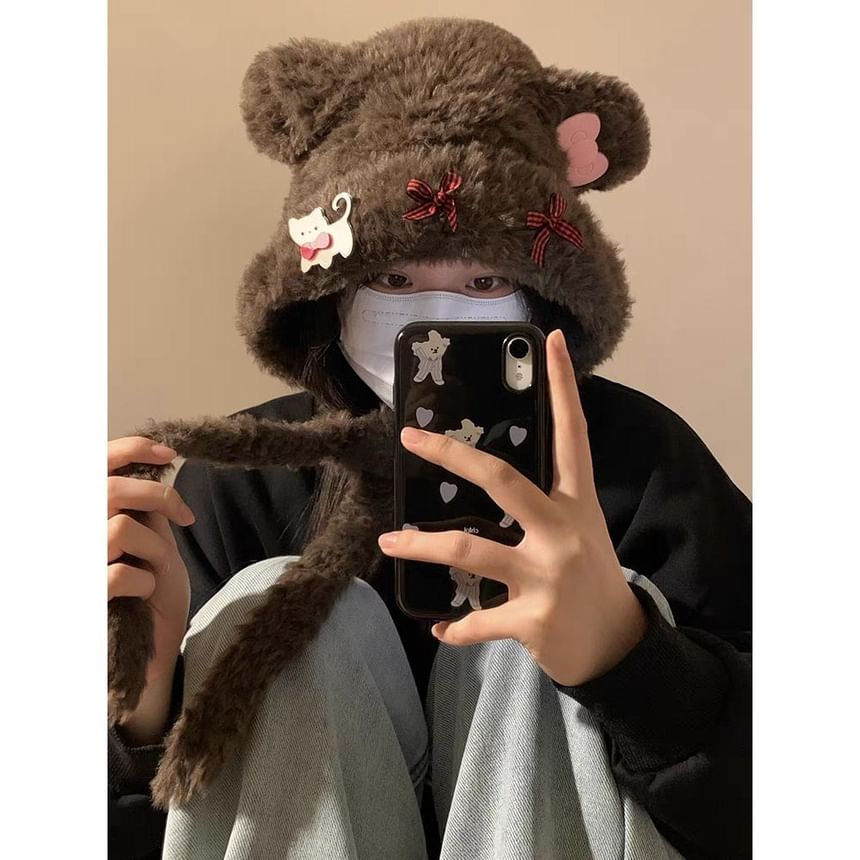Fluffy Bear Hat Dog / Ear Bow