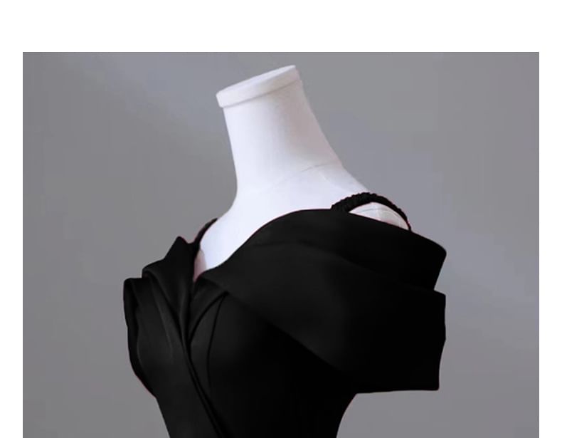 Gown Plain Mermaid Cold-Shoulder Evening