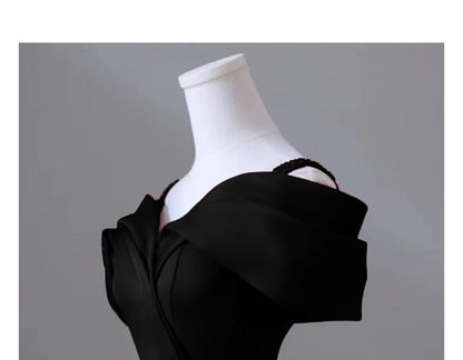 Gown Plain Mermaid Cold-Shoulder Evening