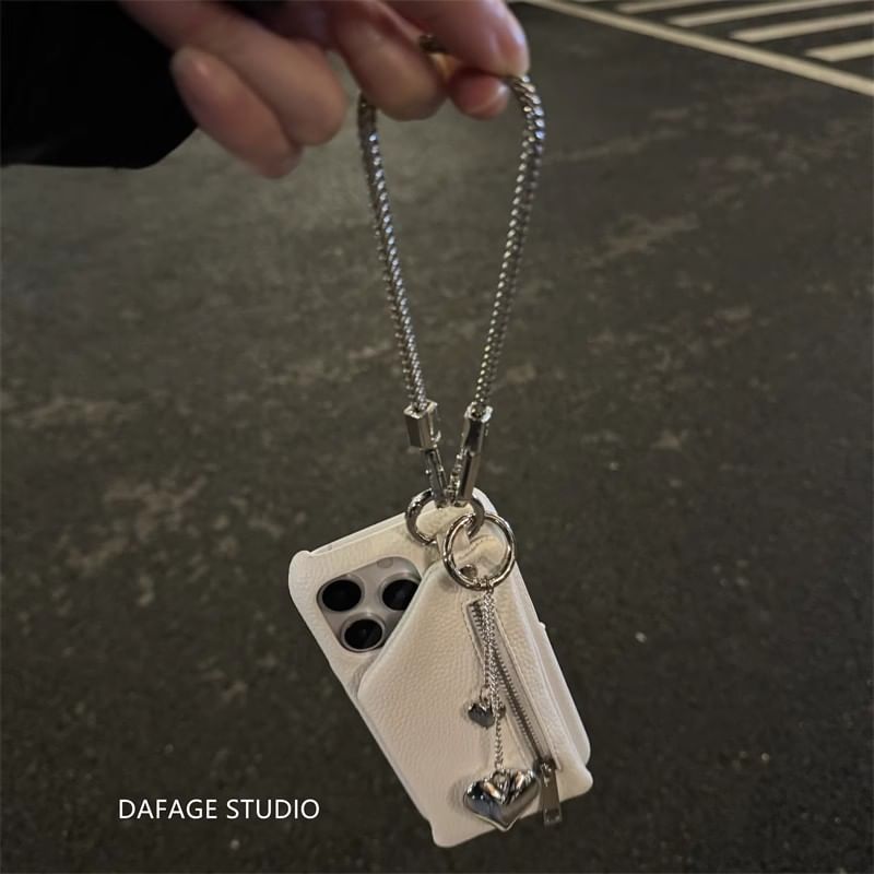 Heart Pendant Coin Purse Strap Phone Case