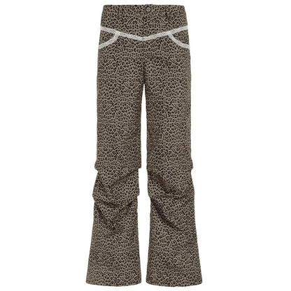 Leopard Rise Pants Leg Wide High