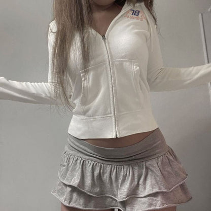 Drawstring Up Hoodie Numbering Zip