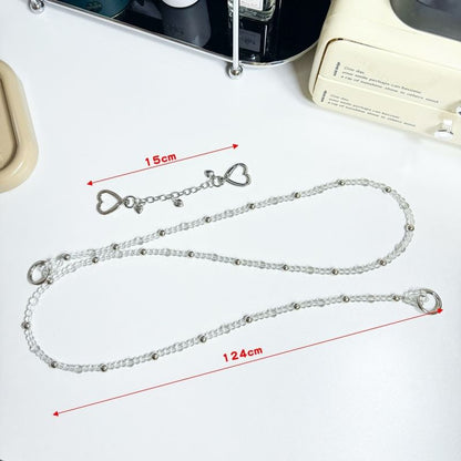 Phone Faux Alloy Buckled Lanyard Crystal Heart