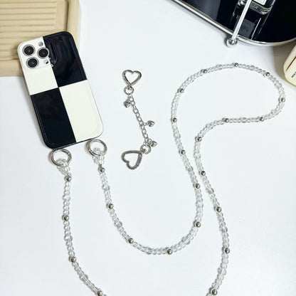 Phone Faux Alloy Buckled Lanyard Crystal Heart