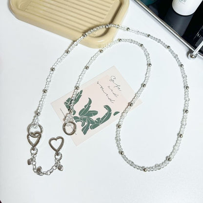 Phone Faux Alloy Buckled Lanyard Crystal Heart