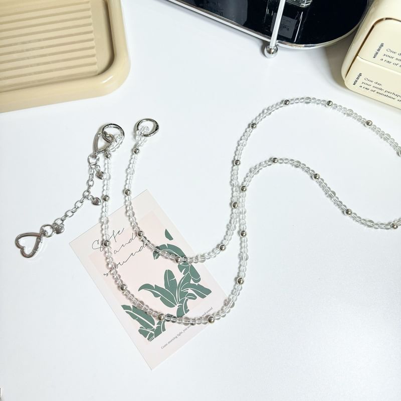 Phone Faux Alloy Buckled Lanyard Crystal Heart