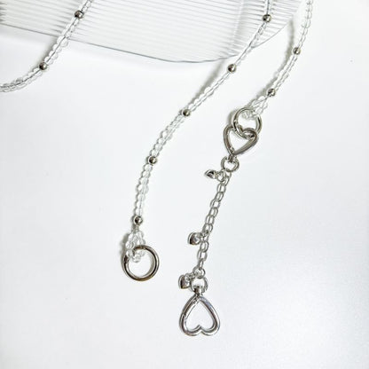 Phone Faux Alloy Buckled Lanyard Crystal Heart