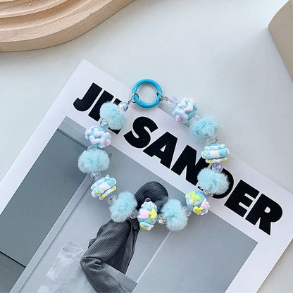 Bead Heart Phone Strap Pom