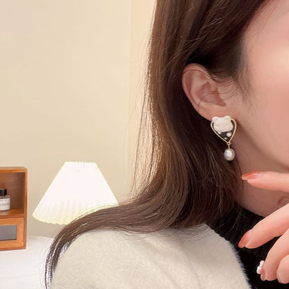 Bear Pearl Earring Alloy Drop Faux