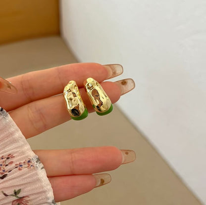 Earring Hoop Glaze Open Irregular Alloy