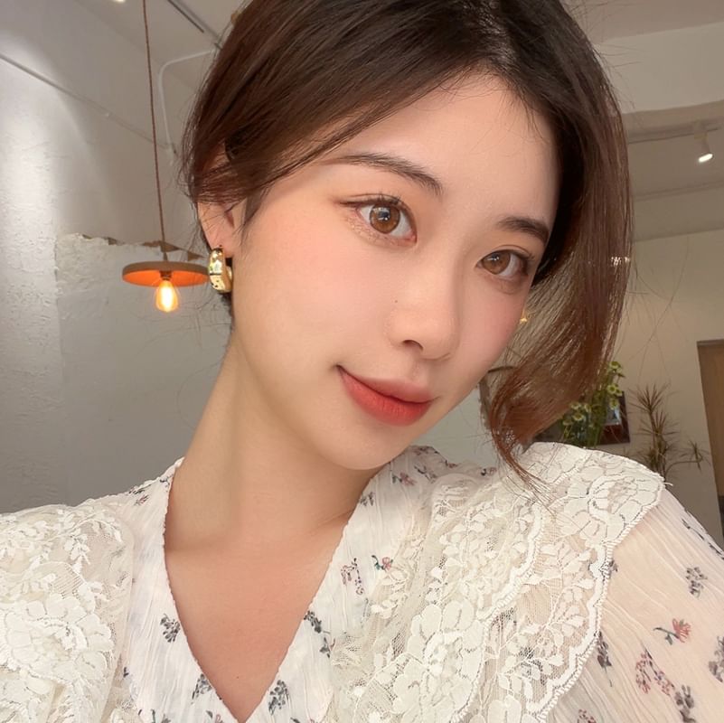 Earring Hoop Glaze Open Irregular Alloy