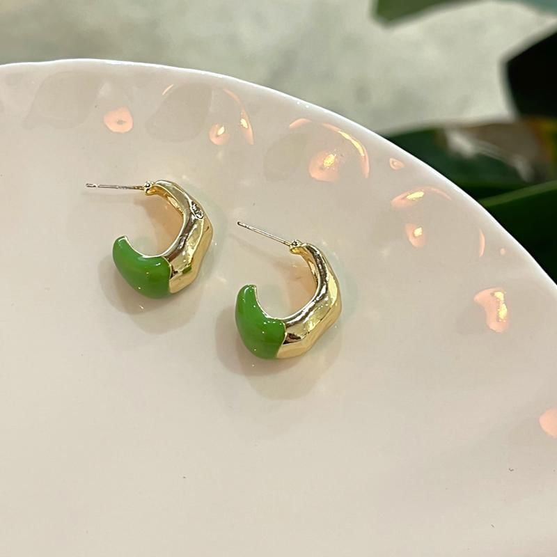 Earring Hoop Glaze Open Irregular Alloy