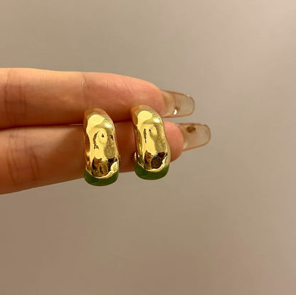 Earring Hoop Glaze Open Irregular Alloy