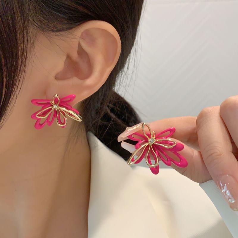 Glaze Floral Stud Earring Alloy