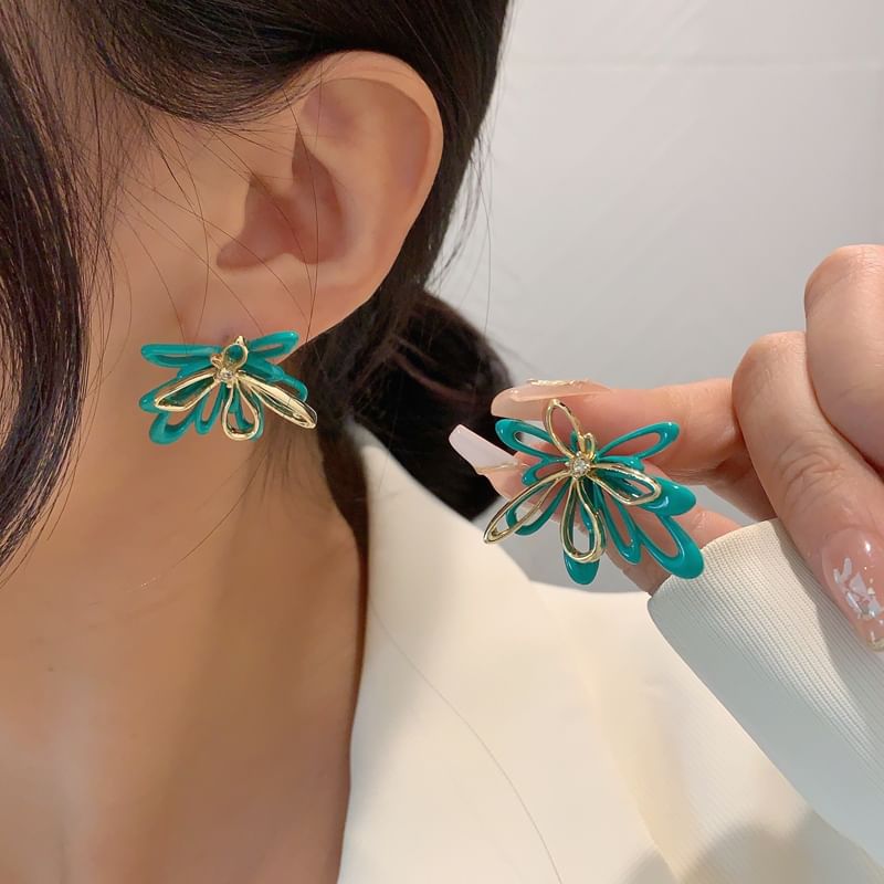 Glaze Floral Stud Earring Alloy