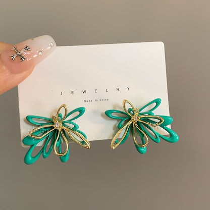 Glaze Floral Stud Earring Alloy