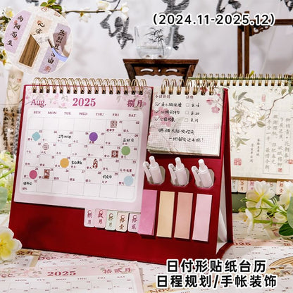 Chinese Painting Desktop Calendar 2025 with Index Tab Sticky Notes