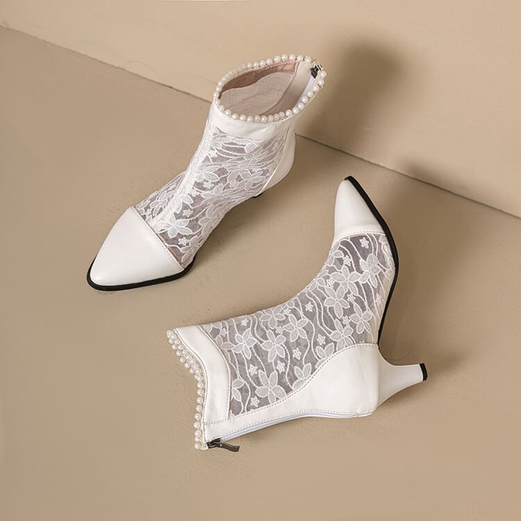 Lace Short Boots Heel Block