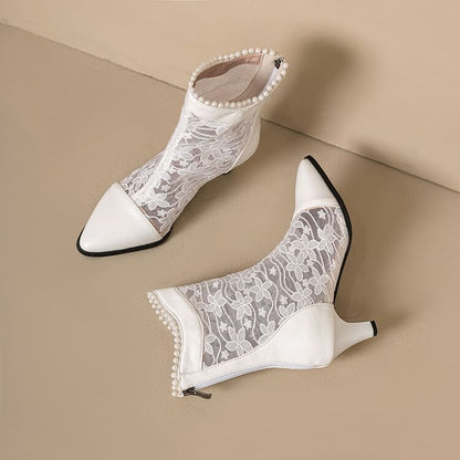 Lace Short Boots Heel Block