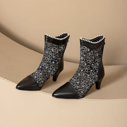 Lace Short Boots Heel Block