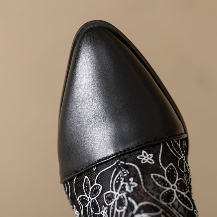 Lace Short Boots Heel Block