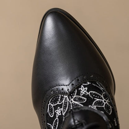 Heel Mesh Short Pointed Low Boots