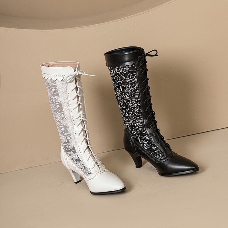 Heel Boots Short Block Lace