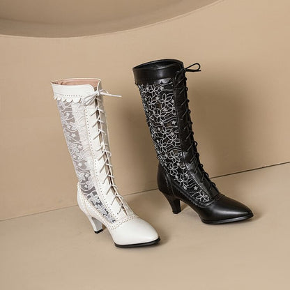 Heel Boots Short Block Lace