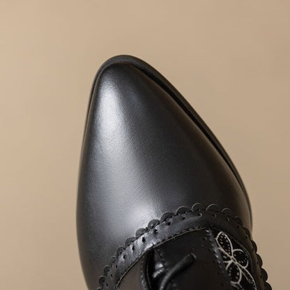 Heel Boots Short Block Lace