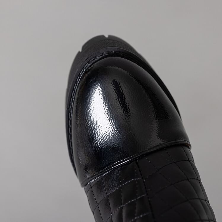 Trim Quilted Furry Heel Block Short Boots