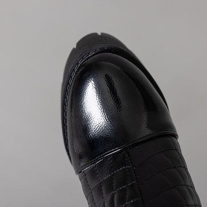 Trim Quilted Furry Heel Block Short Boots