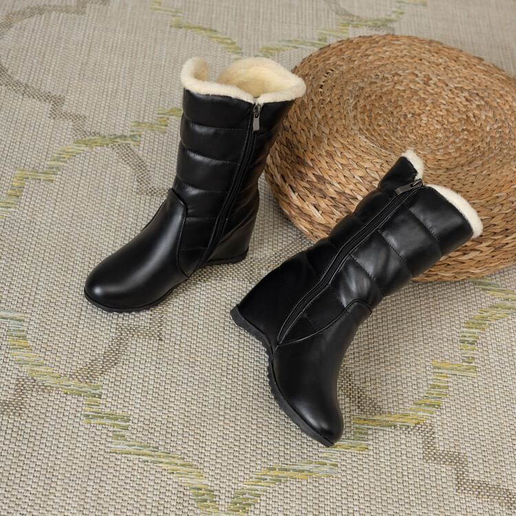 Heel Boots Heart Buckle Wedge Snow Short