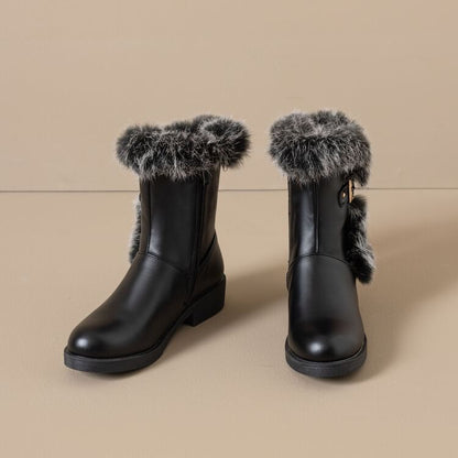 Boots Buckled Short Faux Fur