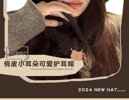 Bow Bear Beanie Accent Fluffy Ear