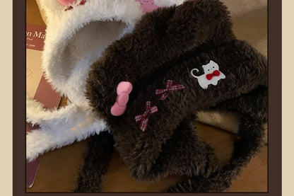 Bow Bear Beanie Accent Fluffy Ear