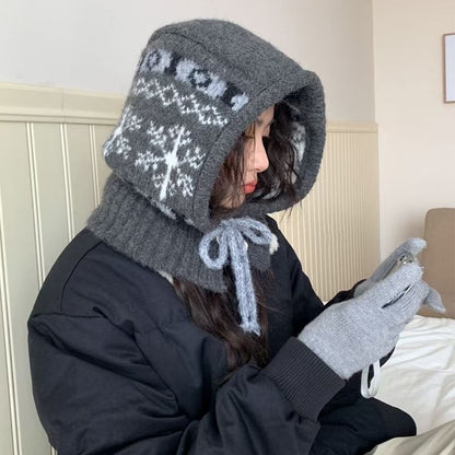 Snowflake Balaclava Print Knit