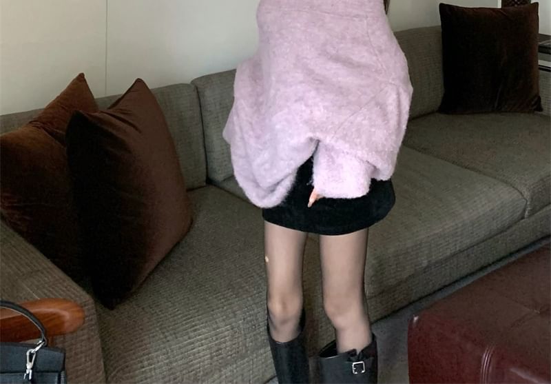 Plain / Off Sweater Belt Drop Oversized Shoulder