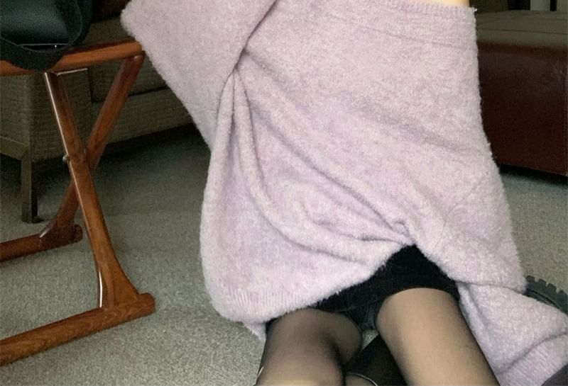 Plain / Off Sweater Belt Drop Oversized Shoulder