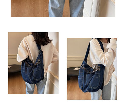 Denim Buckled Bag Washed Crossbody