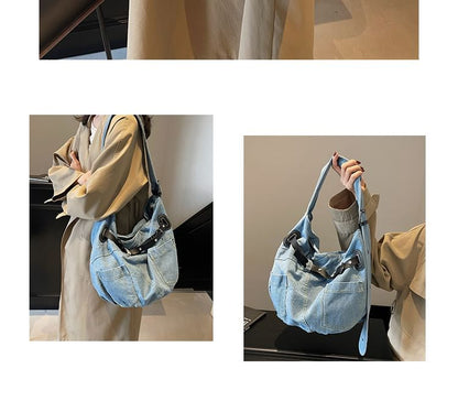 Denim Buckled Bag Washed Crossbody