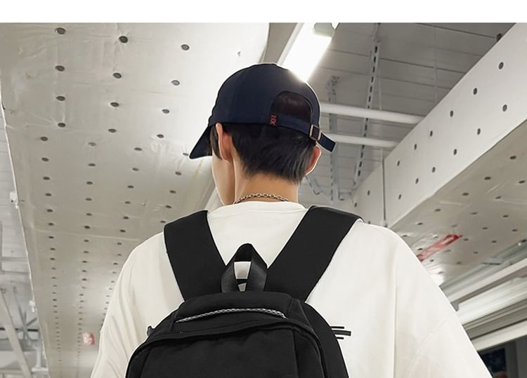 Set Nylon Plain Bag Laptop Buckled Charm Backpack /