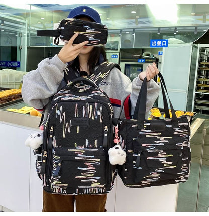 Bag Case Backpack Laptop Nylon Charm Tote Pencil Set Embroidered /