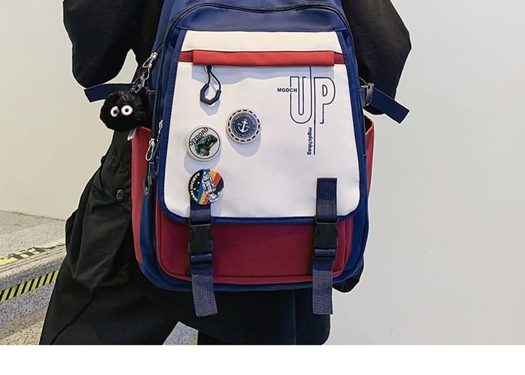 Backpack Nylon Print Lettering Laptop