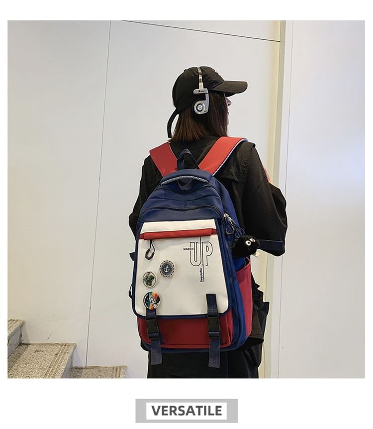 Backpack Nylon Print Lettering Laptop