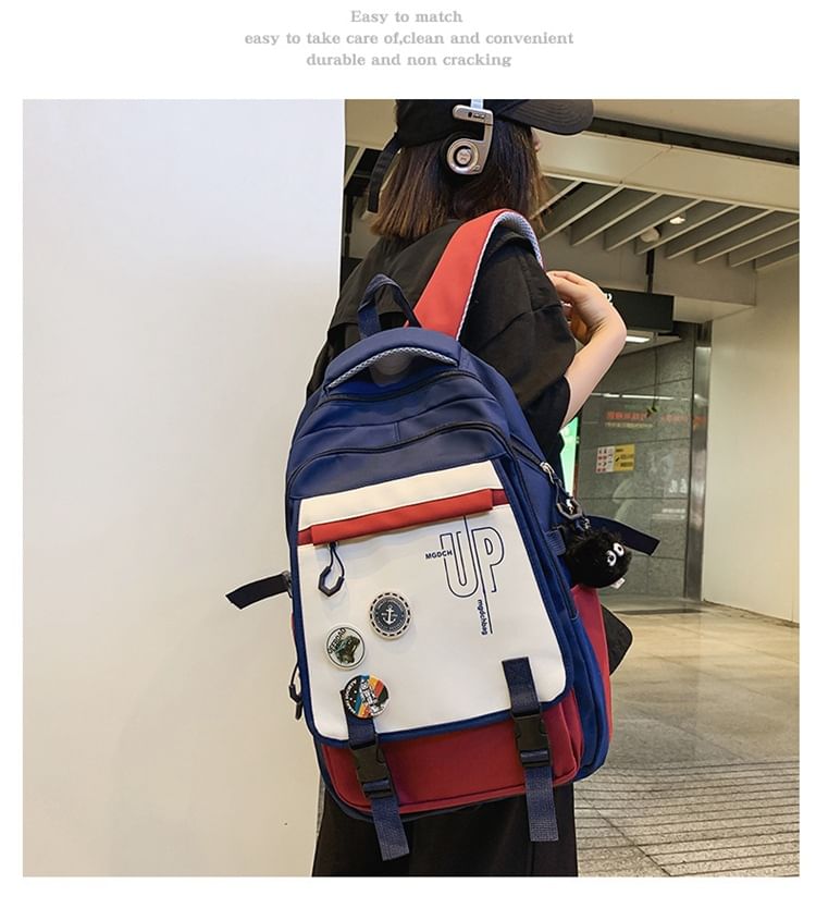 Backpack Nylon Print Lettering Laptop