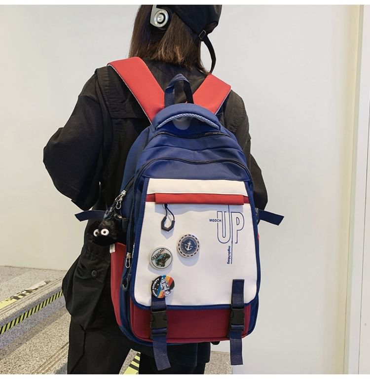 Backpack Nylon Print Lettering Laptop