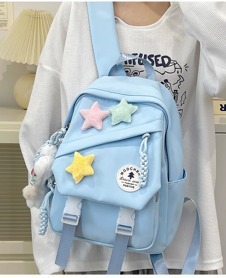 Charm Backpack Star Bag Lettering Nylon / Badge Laptop Applique Set