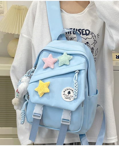 Charm Backpack Star Bag Lettering Nylon / Badge Laptop Applique Set
